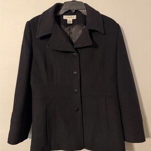 Preston & York 100% Wool exterior Black Pea Coat
